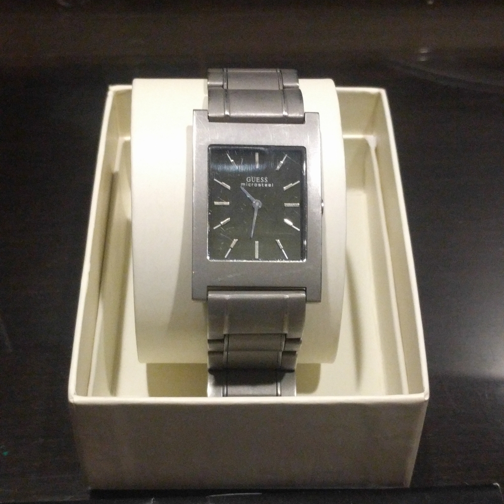 Men's Guess Microsteel Watch Gray w Green Dial
